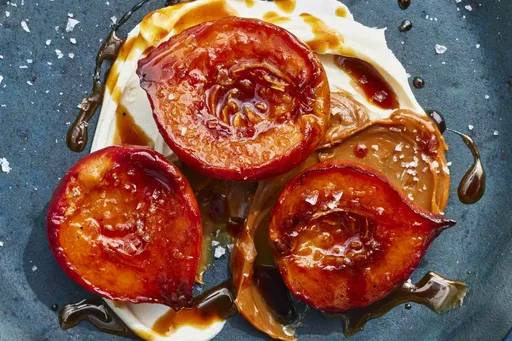 Grilled Stone Fruit with Dulce de Leche and Mascarpone