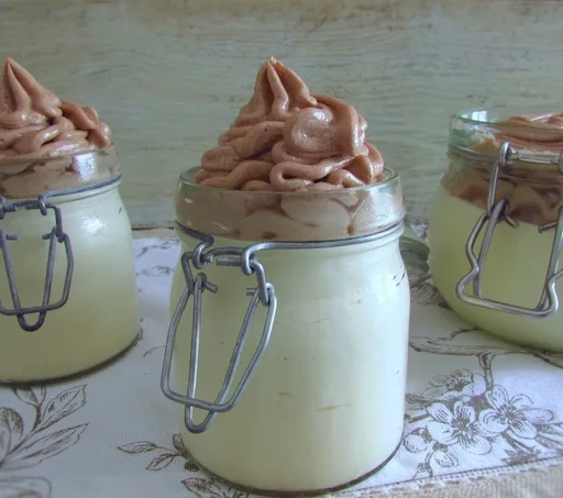 Orange mousse with chocolate cream