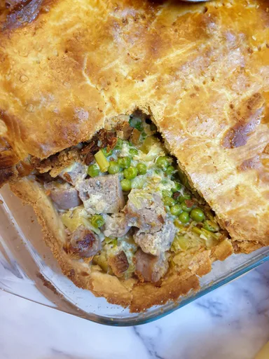 Butternut, leek and sausage pie