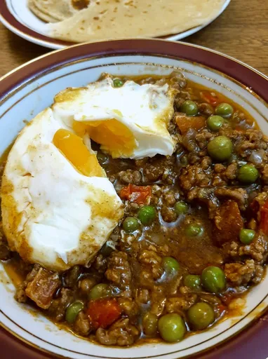 Keema de cordero (curry de cordero picado con huevos)