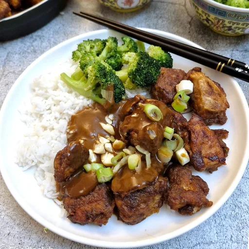 Pollo satay con brócoli