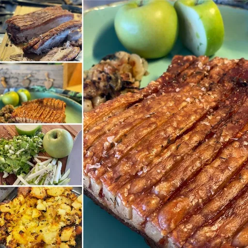 Panceta de cerdo con manzana y salvia