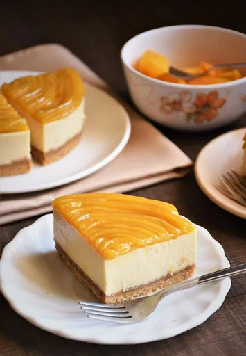 Receta de tarta de queso horneada de mango sin huevo