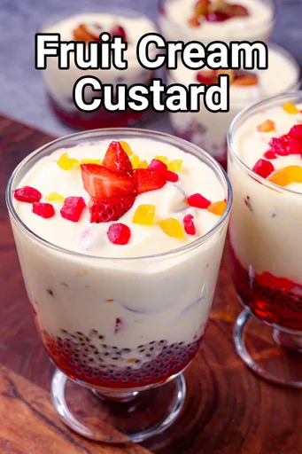 फ्रूट क्रीम रेसिपी | Fruit Cream in hindi | फ्रूट मूस - जिलेटिन के बिना कस्टर्ड मूस