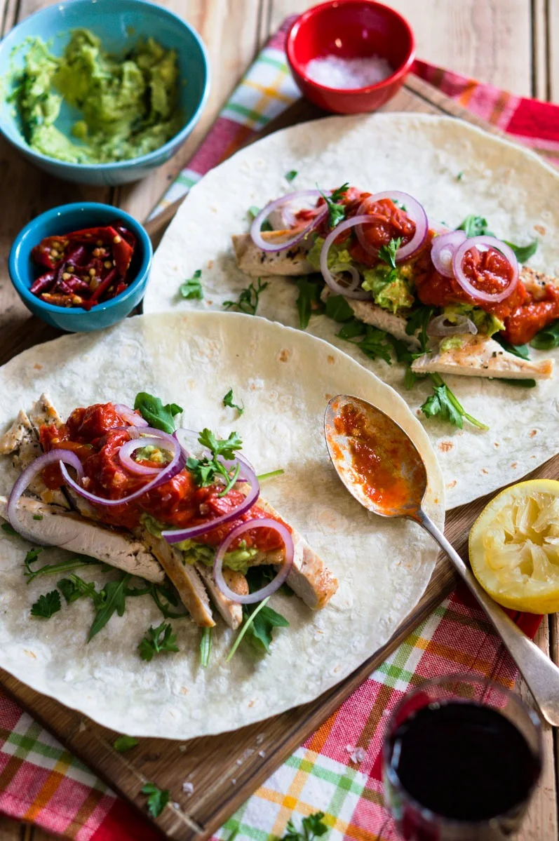 Chicken Wraps with Tomato & Chipotle Relish