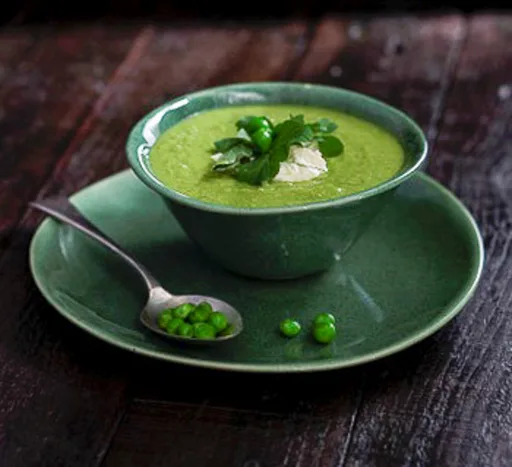Pea Soup with Parmesan Cream