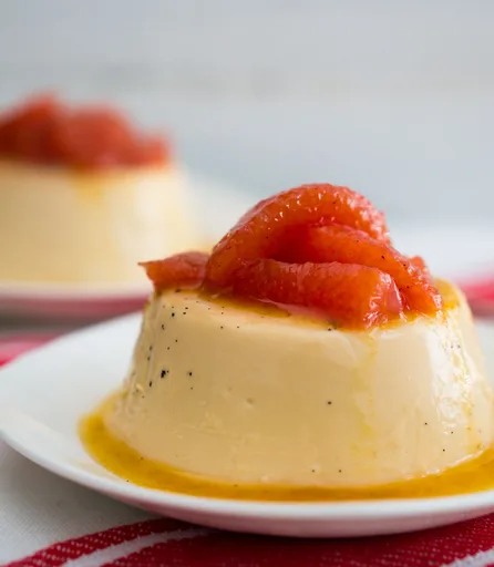 Rooibos Panna Cotta with Poached Grapefruit