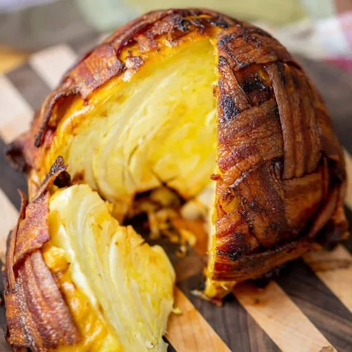 Bacon Wrapped Smoked Cabbage