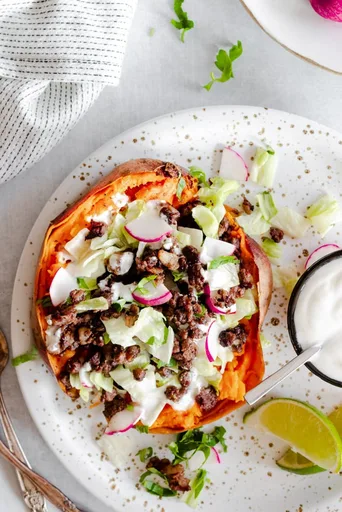 Middle Eastern Stuffed Sweet Potatoes