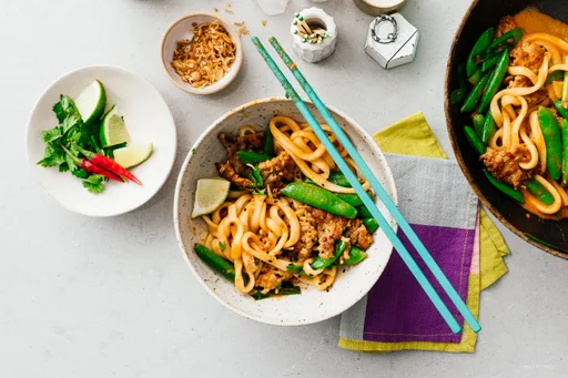 Weeknight Thai Curry Stir Fry Udon Noodles