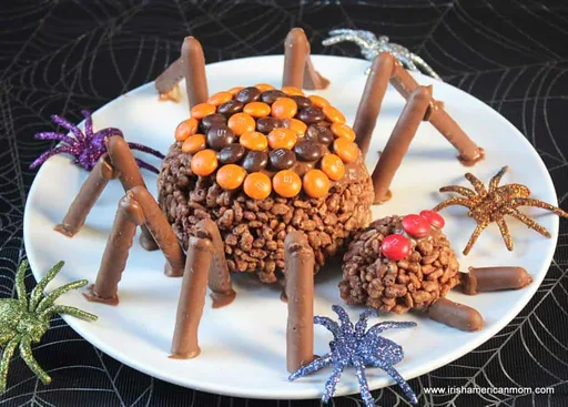 Arañas de chocolate y arroz inflado para Halloween