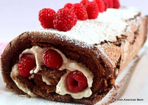 Raspberry And Cream Chocolate Roulade
