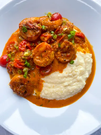 Shrimp in Tomato Gravy and Grits