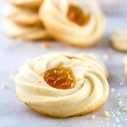 Spritz Cookies with Apricot Jam