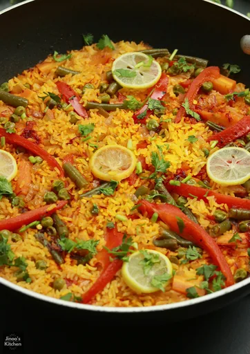 Receta de paella de verduras al estilo indio