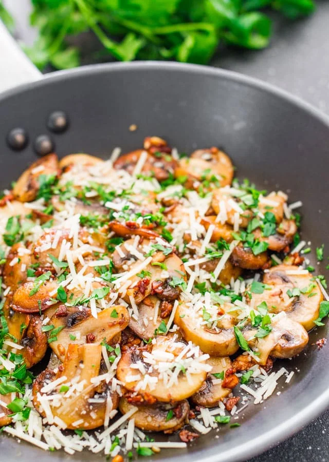 Sauteed Garlic and Parmesan Mushrooms