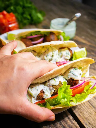 Falafel Gyro With Vegan Tzatziki