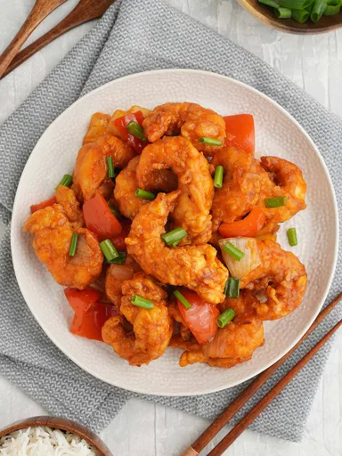 Bolitas de langostino agridulces