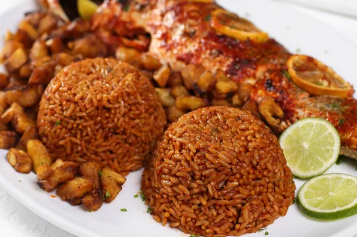 Arroz Jollof con Peri Peri y pescado Peri Peri