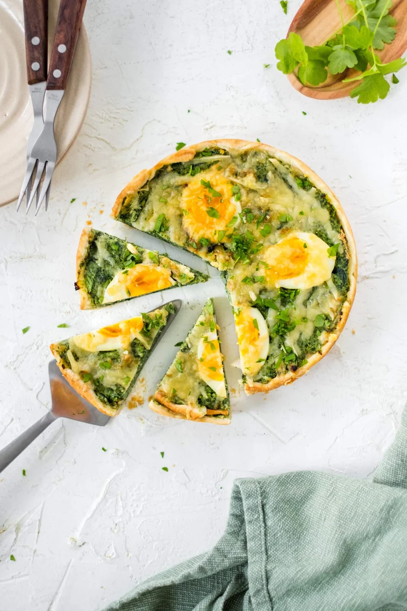 Bloemkool taart met spinazie