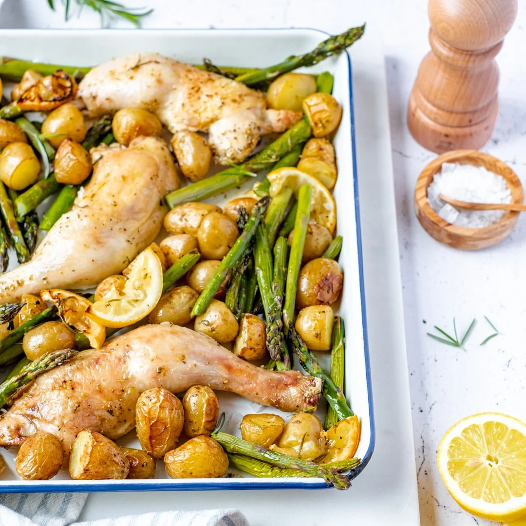 Ovenschotel met kip, asperges en krieltjes