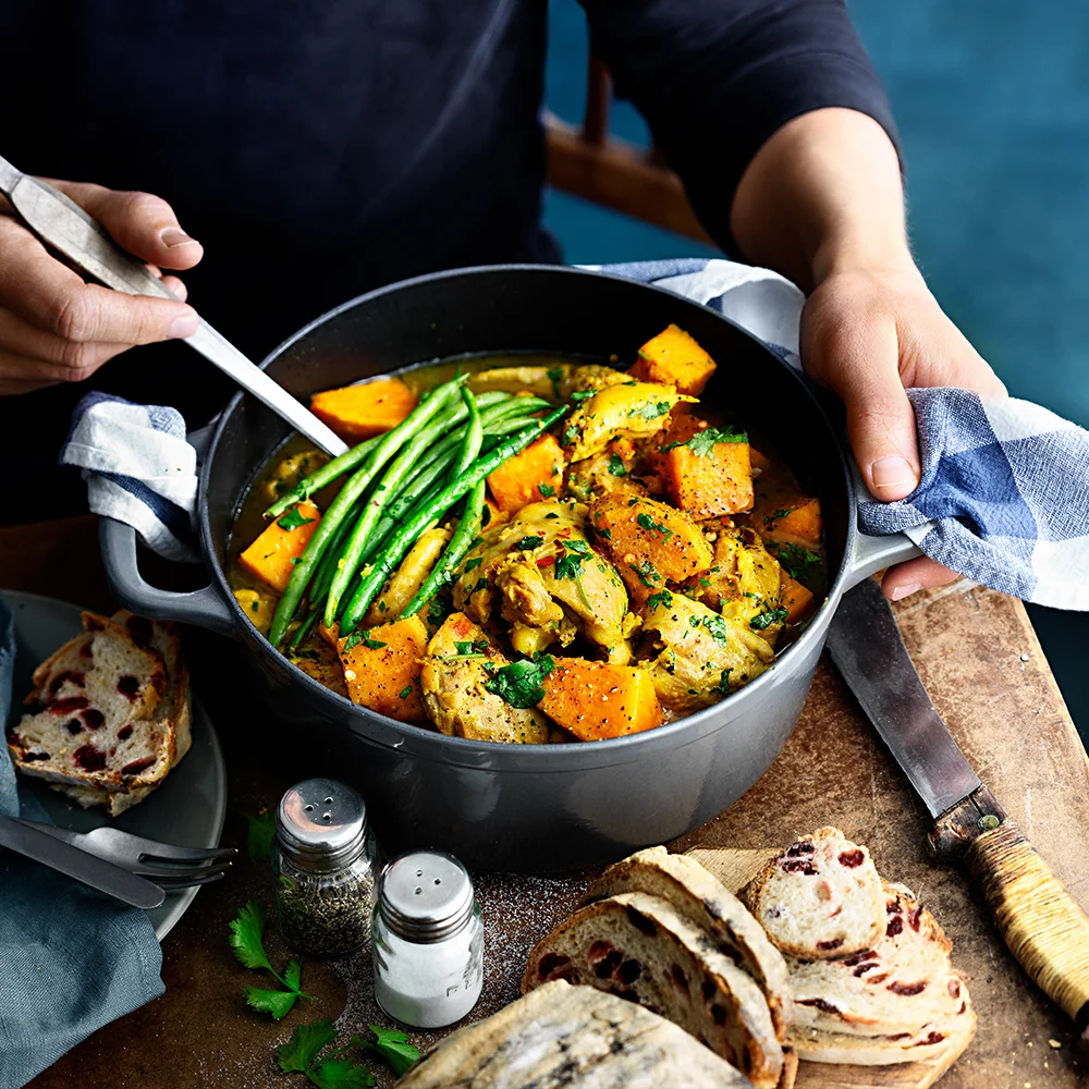 Chicken stew with sweet potato and green beans