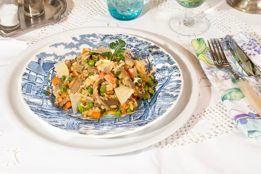 Arroz con marisco y parmesano