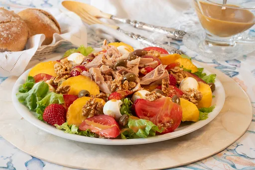 Ensalada de verano con vinagreta de mostaza