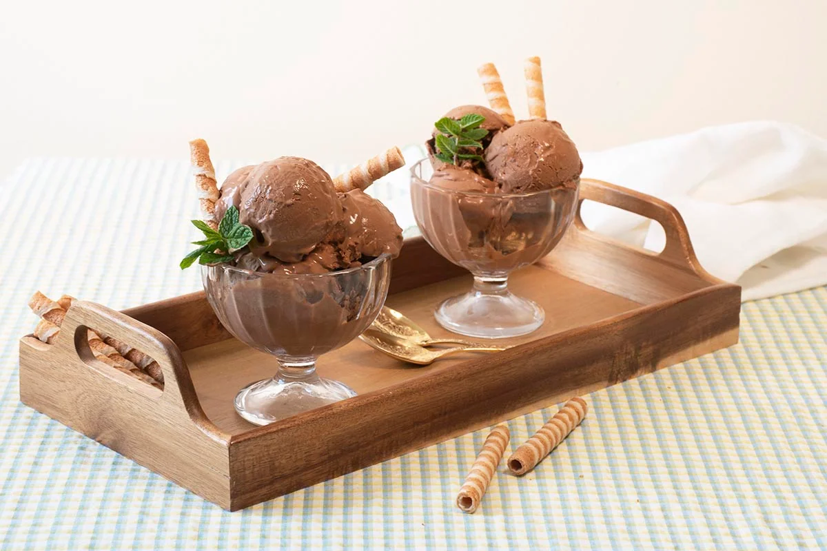 Puro amor. Helado de chocolate y dulce de leche.