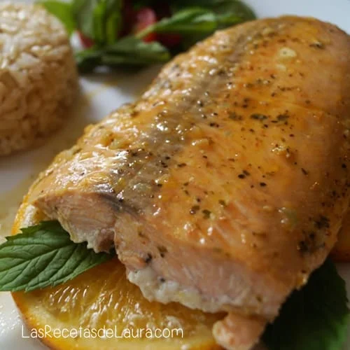 SALMÓN A LA NARANJA CON MENTA