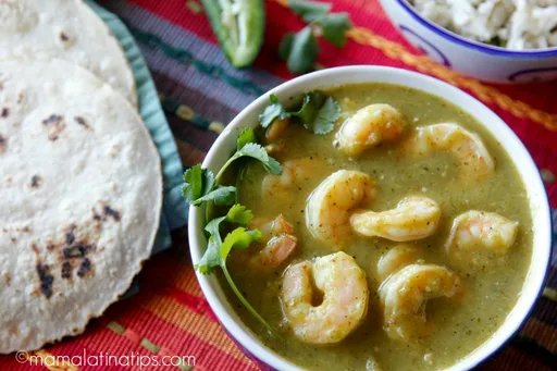 Receta de Camarones en Salsa de Tomatillo Asado