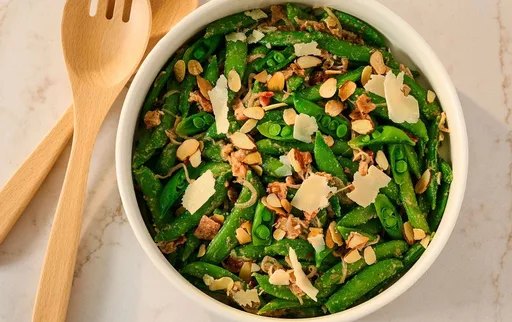 Snap Pea Salad with Bacon & Parmesan