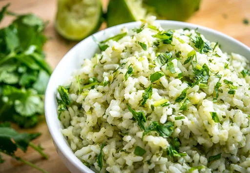 Arroz con cilantro y lima