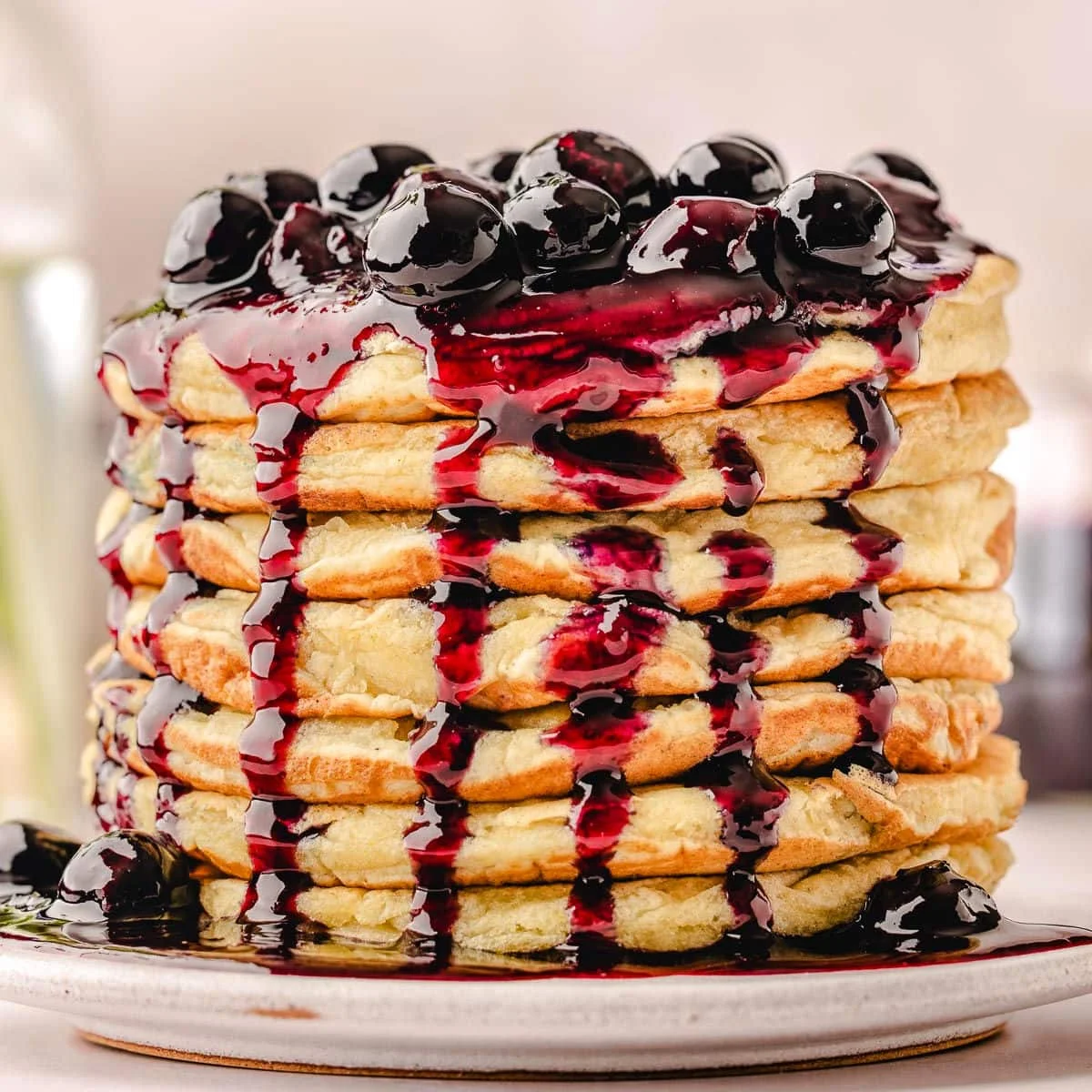 Lemon Ricotta Blueberry Pancakes with Blueberry Sauce