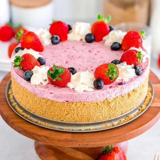 Tarta de queso con frutos rojos sin horno