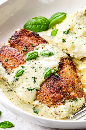 Pan Fry Tilapia with Pesto Cream Sauce