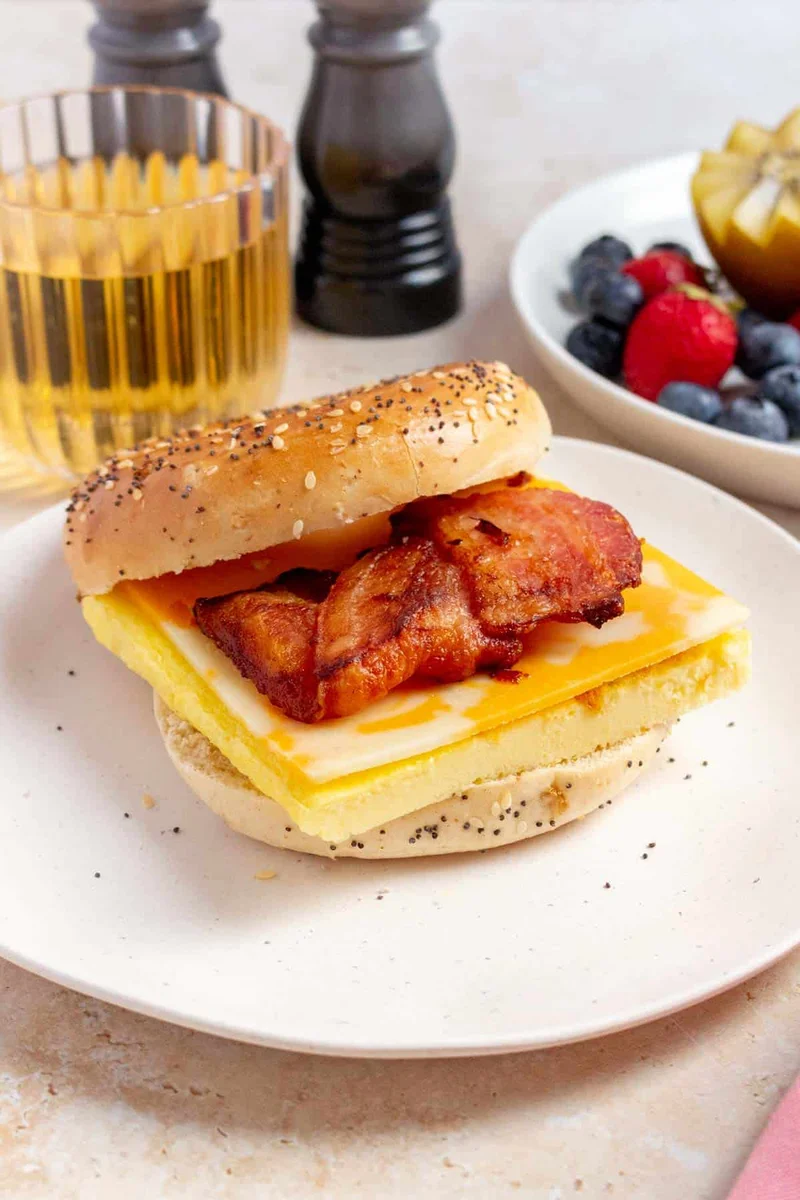 Bacon, Egg, and Cheese Bagel Breakfast Sandwich