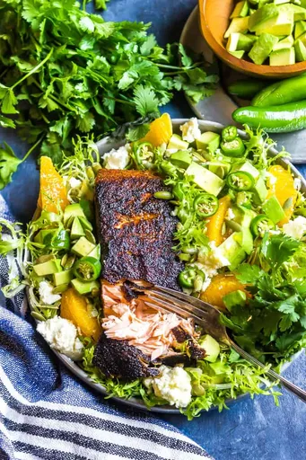 Cajun Salmon with Avocado Orange Salad