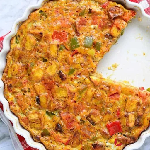Frittata al horno de plátano macho y huevo