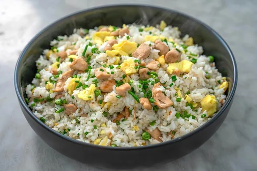 Arroz Frito con Pollo y Huevo