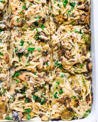 Vegan Brussels Sprouts and Mushroom Lasagna