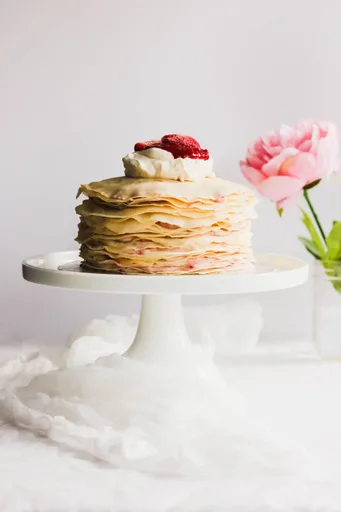 Strawberry Rose Hibiscus Crepe Cake