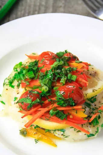 Bacalao al horno fácil con verduras