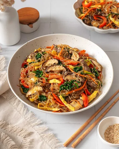 Easy Japchae (Korean Glass Noodle Stir Fry)