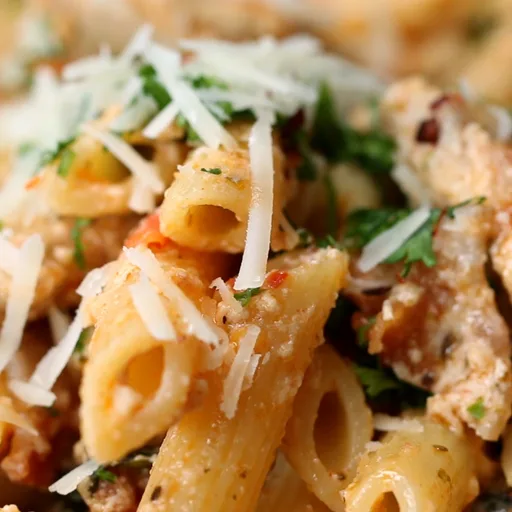 Receta de pasta penne con pollo cremoso por Tasty