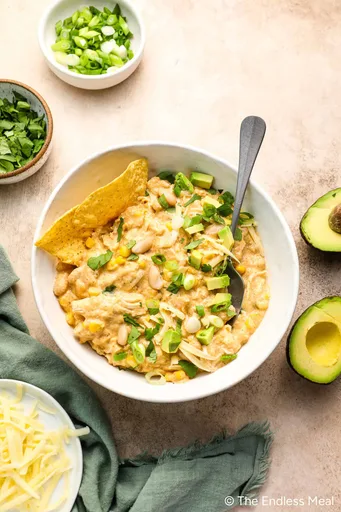 Creamy White Chicken Chili with Salsa Verde