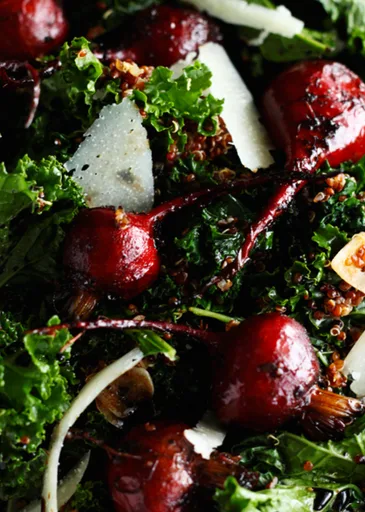 Warm Quinoa & Kale Salad with Balsamic Beets
