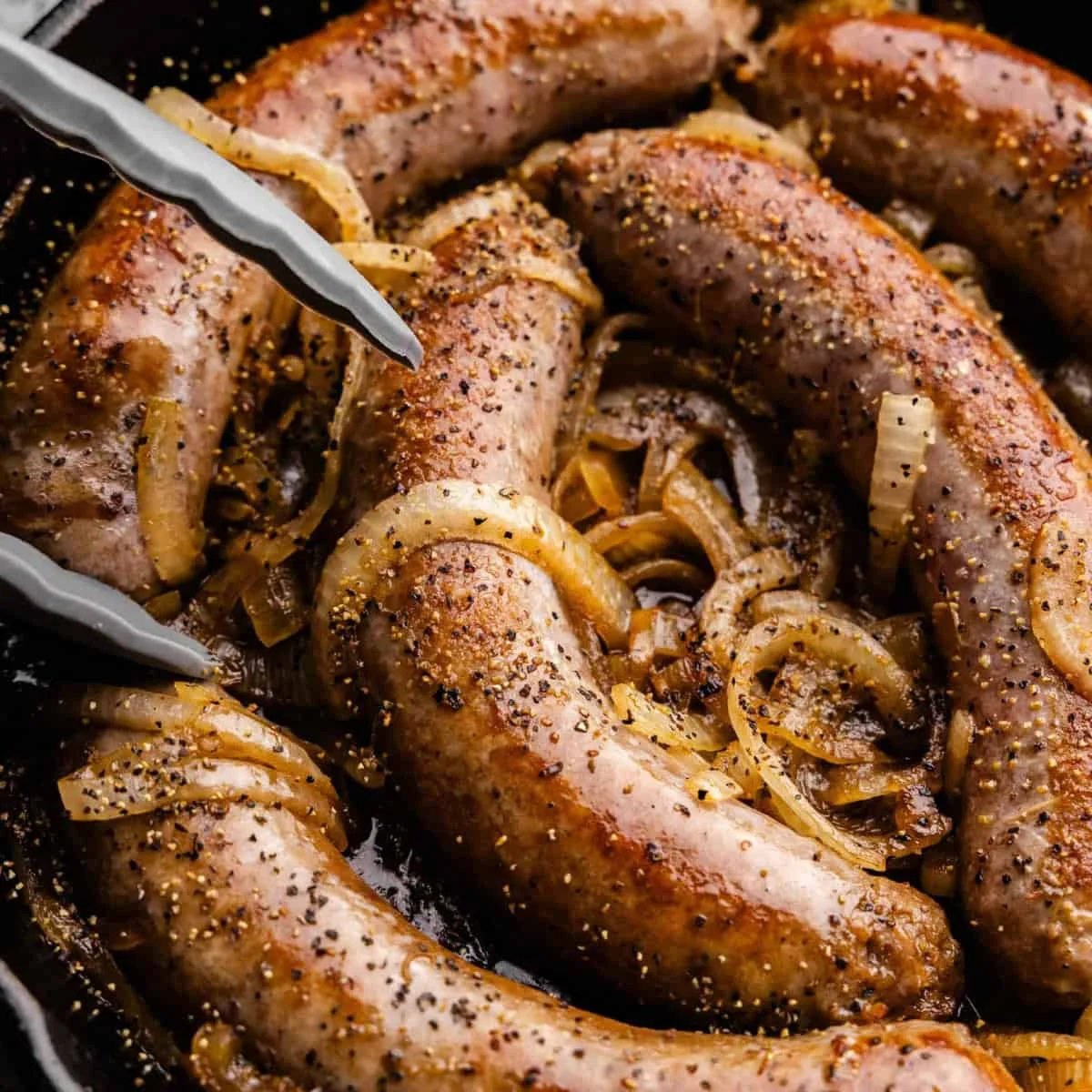 Beer Braised Bratwurst and Onions