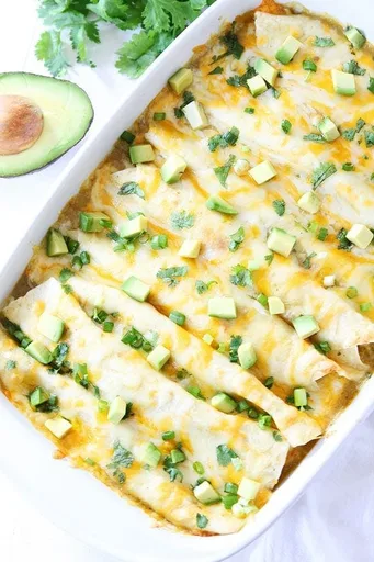 Creamy Spinach and Cheese Green Chile Enchiladas