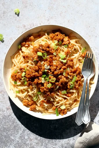 Sesame Noodles with Lemongrass Tempeh Crumbles